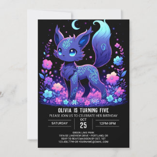 Adortable Custom Fox Digital Geburtstag Einladung