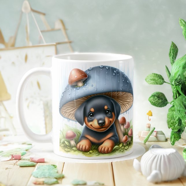 Adortable Doberman Welpe unter Pilzschüttler Kaffeetasse (Von Creator hochgeladen)