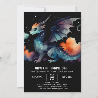 Adortable Dragon Birthday Digital Einladung
