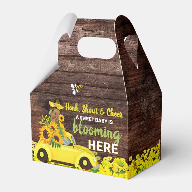 Adortable Ethnic Baby Girl |Gelbe Sonnenblume Rust Geschenkschachtel (Rückseite)