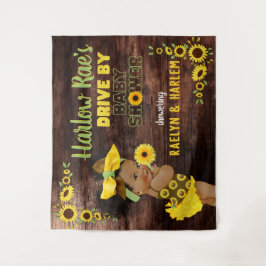 Adortable Ethnic Baby Girl| Gelbe Sonnenblume Rust Wandteppich