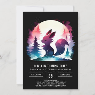 Adortable Fantasy Wolf Birthday Einladung