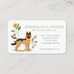 Adortable floral German Shepard Pet Care Services Visitenkarte