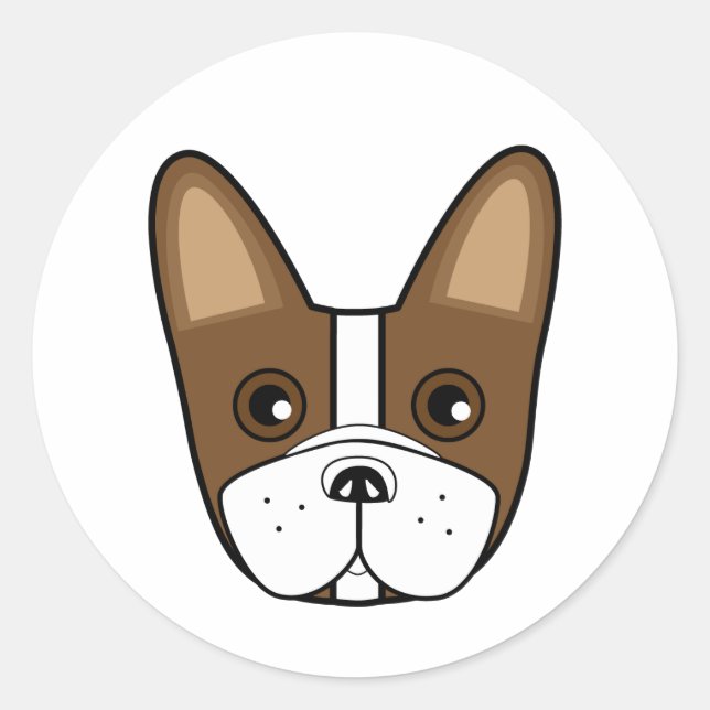 Adortable French Bulldog Face Runder Aufkleber (Vorderseite)