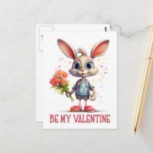 Adortable Funny Niedlich Valentine Rabbit Postkarte