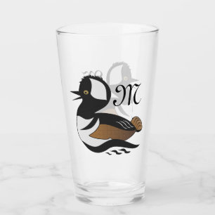 Adortable gehobene Merganser Duck Swimming Glas