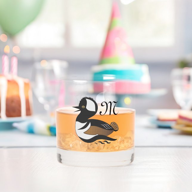 Adortable gehobene Merganser Duck Swimming Whiskyglas (Insitu (Geburtstag))
