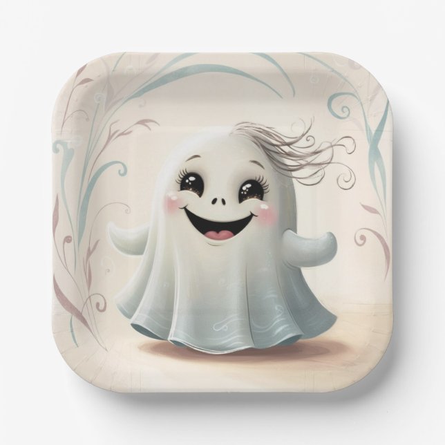 Adortable Ghosting Friend Halloween Design Pappteller (Vorderseite)