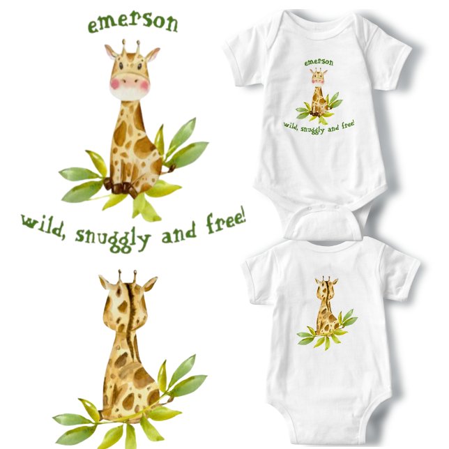 Adortable Giraffe Jungle Safari Front und Back Vie Baby Strampler (Von Creator hochgeladen)
