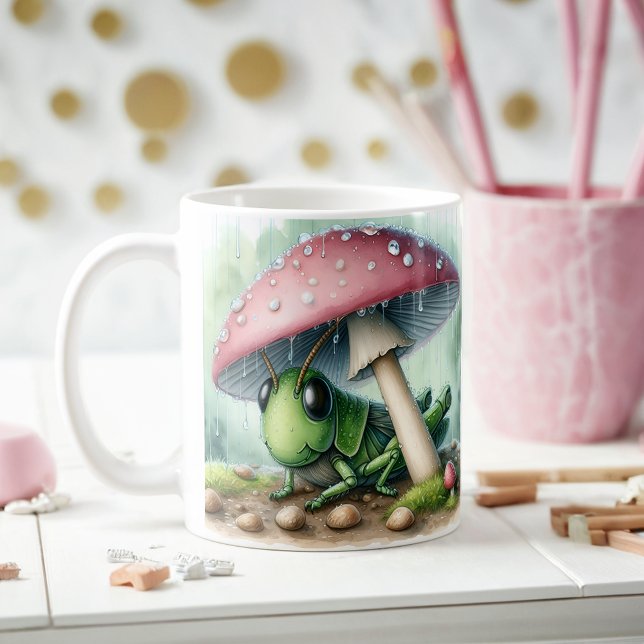 Adortable Grasshopper unter Pilzschirm Kaffeetasse (Von Creator hochgeladen)
