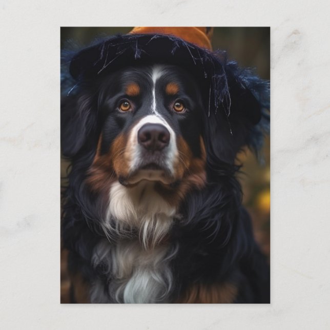 Adortable Halloween Berner Hund Postkarte (Vorderseite)
