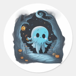 Adortable Halloween Ghost - Spooky Niedlich Ghost Runder Aufkleber