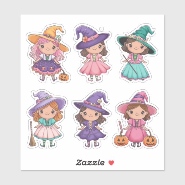 Adortable Halloween Hexen-Aufkleber Aufkleber (Blatt)