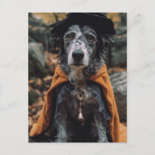 Adortable Halloween Hund AI Art Postkarte