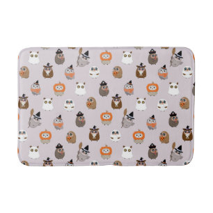 Adortable Halloween Owls Pattern Badematte