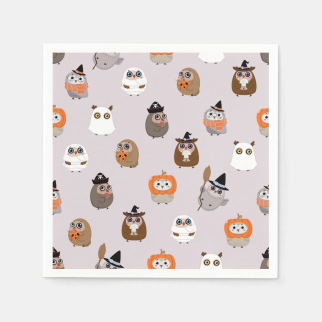 Adortable Halloween Owls Pattern Serviette (Vorderseite)