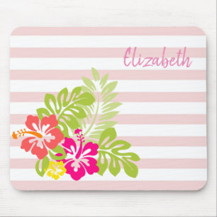 Adortable hawaiianische Hibiskus, Streifen -Person Mousepad
