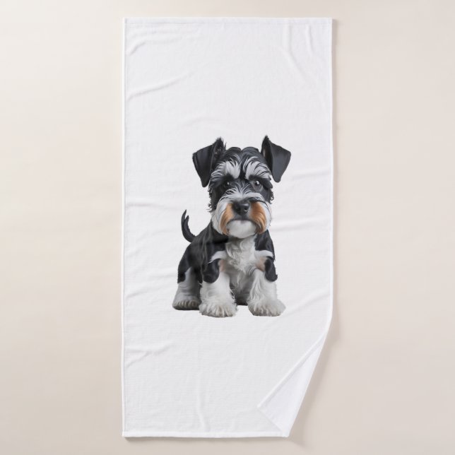 Adortable HD Miniatur Schnauzer Welpenportrait - E Badehandtuch (Badehandtuch)