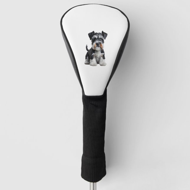 Adortable HD Miniatur Schnauzer Welpenportrait - E Golf Headcover (Vorderseite)