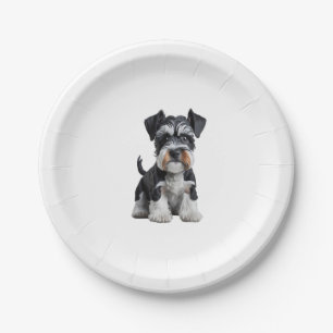 Adortable HD Miniatur Schnauzer Welpenportrait - E Pappteller