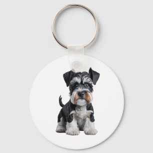 Adortable HD Miniatur Schnauzer Welpenportrait - E Schlüsselanhänger