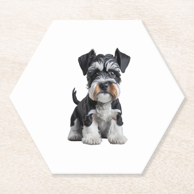 Adortable HD Miniatur Schnauzer Welpenportrait - E Untersetzer (Vorderseite)