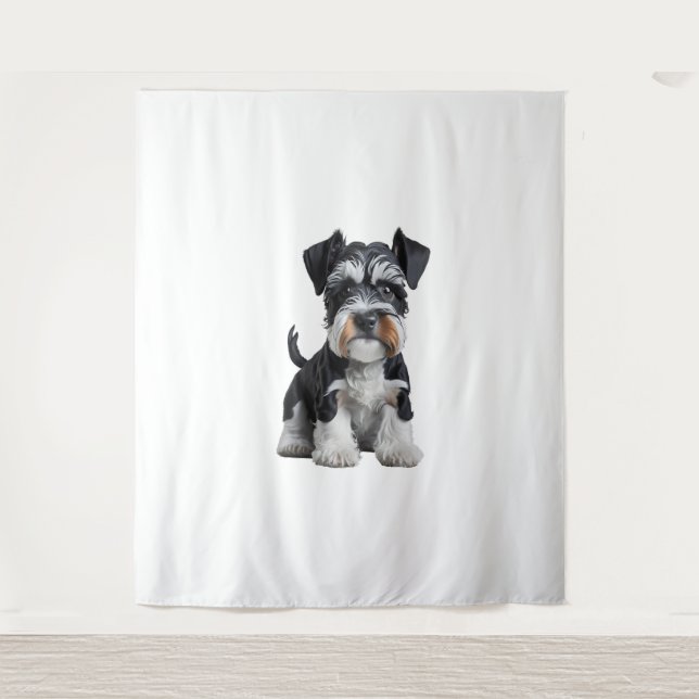 Adortable HD Miniatur Schnauzer Welpenportrait - E Wandteppich (Vorderseite)