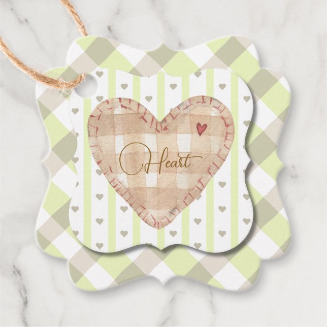 Adortable Herzmuster Modern Valentine Green Geschenkanhänger (Vorderseite)