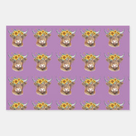 Adortable Highland Cow/Calf Wrapping Paper Geschenkpapier Set