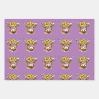 Adortable Highland Cow/Calf Wrapping Paper Geschenkpapier Set