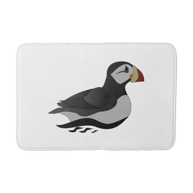 Adortable Horned Puffin Cartoon Badematte (Vorderseite)