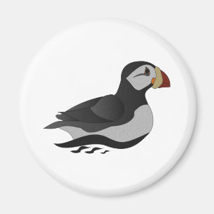 Adortable Horned Puffin Cartoon Magnet