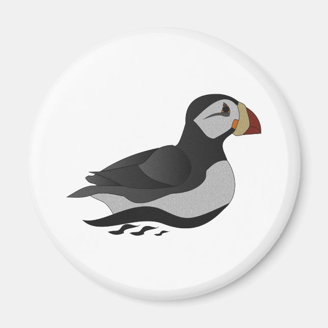 Adortable Horned Puffin Cartoon Magnet (Vorne)