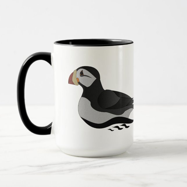 Adortable Horned Puffin Cartoon Tasse (Links)