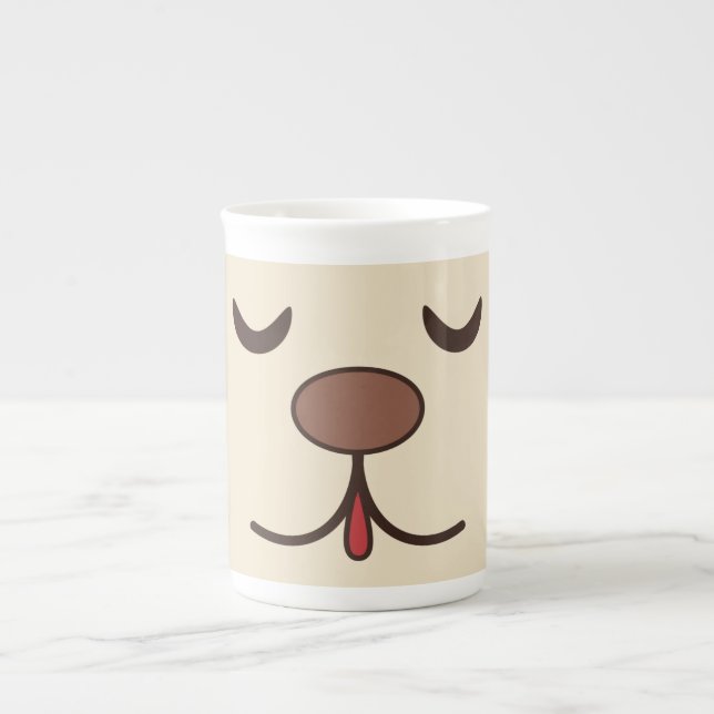 Adortable Hund lustig schlafen niedlich Gesicht ro Prozellantasse (Vorderseite)