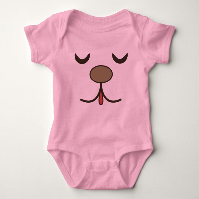 Adortable Hunde Gesicht pink Baby Strampler (Vorderseite)