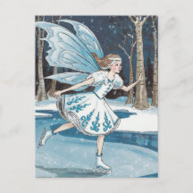 Adortable Ice Skaten Fairy Blue White Winter