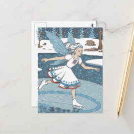Adortable Ice Skaten Fairy Snowy Winterwald Postkarte