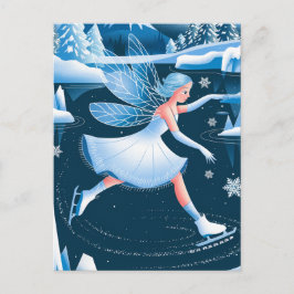 Adortable Ice Skaten Fairy Wintersport Postkarte