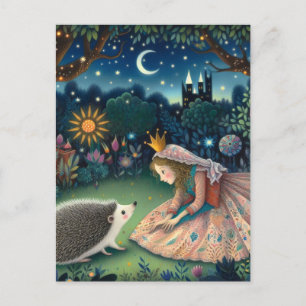 Adortable Igel Fairy Tale Prinzessin Postkarte