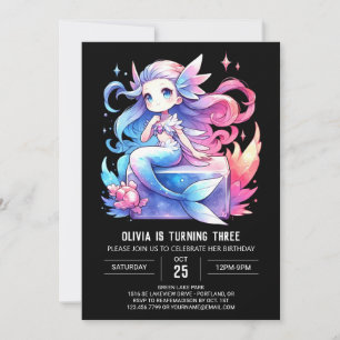 Adortable Kids Mermaid Birthday Einladung