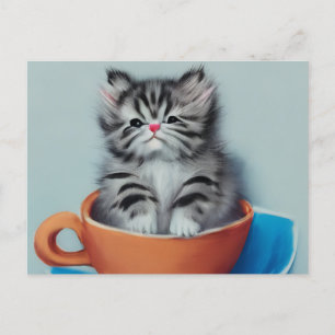 Adortable Kitten in einem Teacup Postkarte