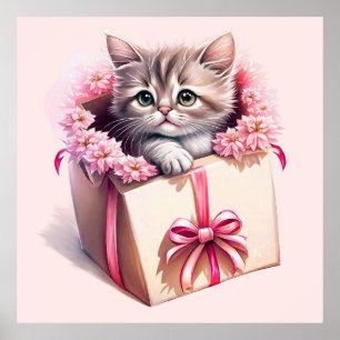 Adortable Kitten in einer Box Geburtstagsgeschenk Poster