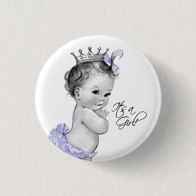 Adortable Lila Princess The a Girl Button (Vorderseite)