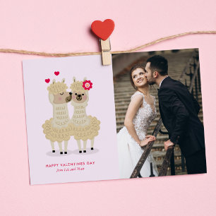 Adortable Llama Custom Foto Valentinstag Card Feiertagskarte
