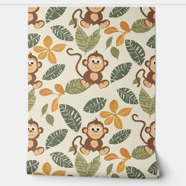 Adortable Monkey Tropical Leaf Baby Kinderzimmer Tapete