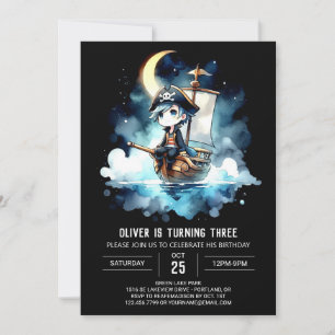 Adortable Nautical Pirate zum Geburtstag Einladung
