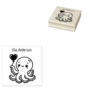 Adortable Octopus mit Herzballon Gummistempel
