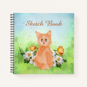 Adortable Orange Cat Sketch Book for Kids Notizbuch