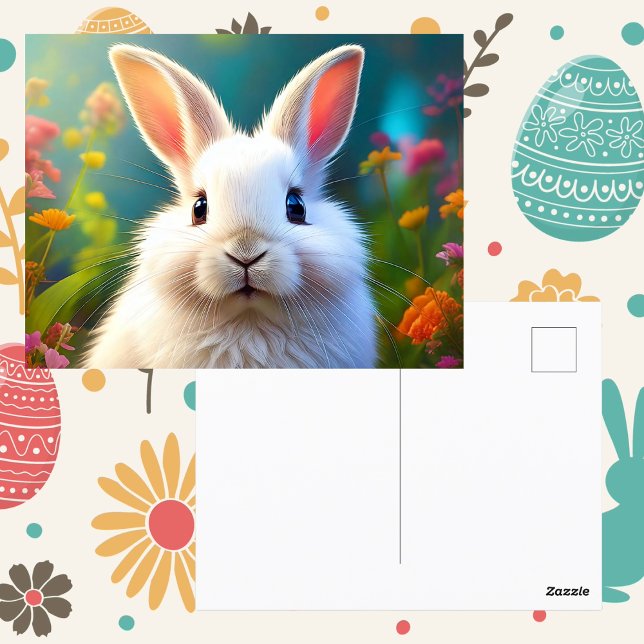 Adortable Ostersonne Postkarte (Easter bunny rabbit spring flowers easter greetings postcard springtime cute animal)